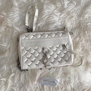 Rebecca Minkoff quilted crossbody with studs white